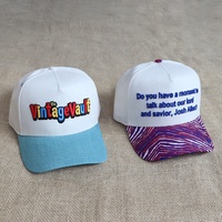 Casquettes de baseball décontractées et sportives en coton à 5 panneaux, bicolores, avec logo brodé en relief personnalisé de haute qualité et visière incurvée structurée