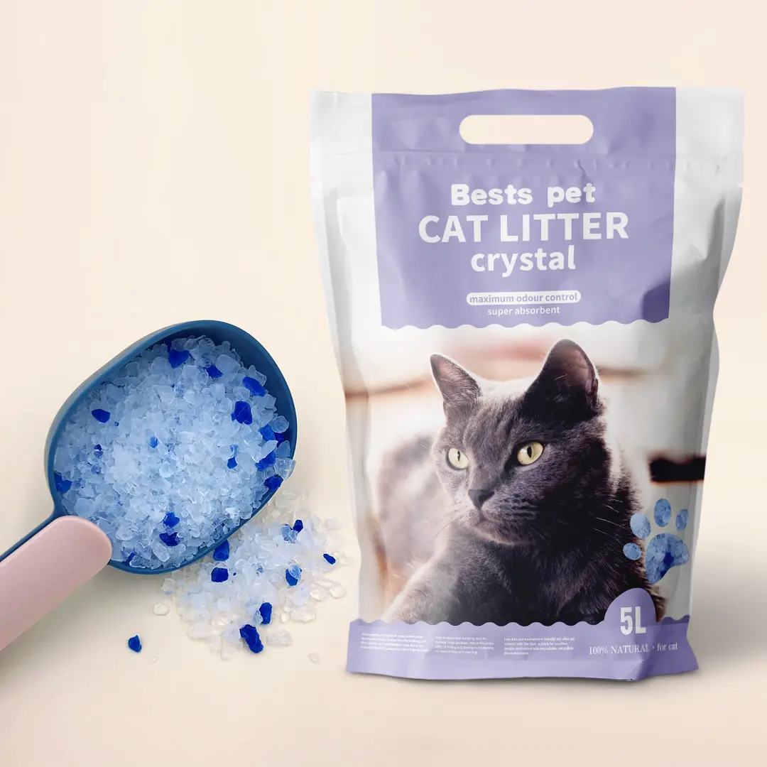 Sağlık izleme üstün koku kontrolü hiçbir topaklanma tozsuz kristal kedi çöp emici hammadde