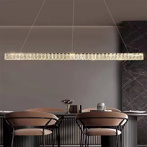 Hanging Linear Pendent <b>Light</b> Dining <b>Room</b> Restaurant Modern Simple Crystal Line Chandelier - Product Image 3