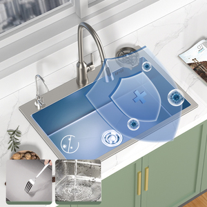 2025 popolare grande serbatoio 304 acciaio inossidabile Nano superficie grano di riso goffrato con rubinetto estraibile <span class=keywords><strong>lavello</strong></span> domestico di alta qualità - Product Image 5