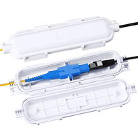 Caja de empalme de fibra óptica FTTH de 1 núcleo, impermeable, de ABS, con tubo adaptador SC, cable de bajada y accesorios de funda termorretráctil