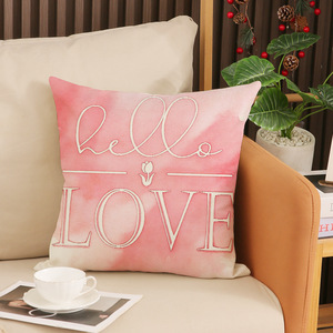 Popular Design Pink Tulip <strong>Letter</strong> Printed Throw Pillowcase Decorative <strong>Cushion</strong> Cover for Indoor Home Sofa - Product Image 1