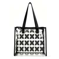 Sac fourre-tout élégant pour femme en PVC transparent avec motifs de quilting hawaïens, personnalisable, idéal pour offrir en cadeau