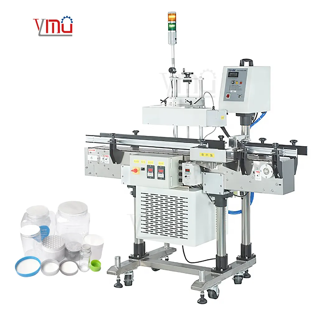 YIMU YLM2000 Automatic Plastic Bottle Cap Continuous Aluminum Foil Lid Electromagnetic Induction Heat Sealing Machine