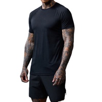 T-shirt de fitness en polyester spandex personnalisé évacuation de l'humidité hommes entraînement haut de gymnastique col rond t-shirts de gymnastique
