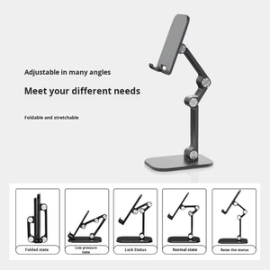 ขาตั้งโทรศัพท์มือถือแบบพับได้ ปรับความสูงและมุมได้ ใช้งานได้กับโทรศัพท์มือถือทุกรุ่น สีดำ ขนาดใหญ่ สำหรับวางบนโต๊ะ - Product Image 2