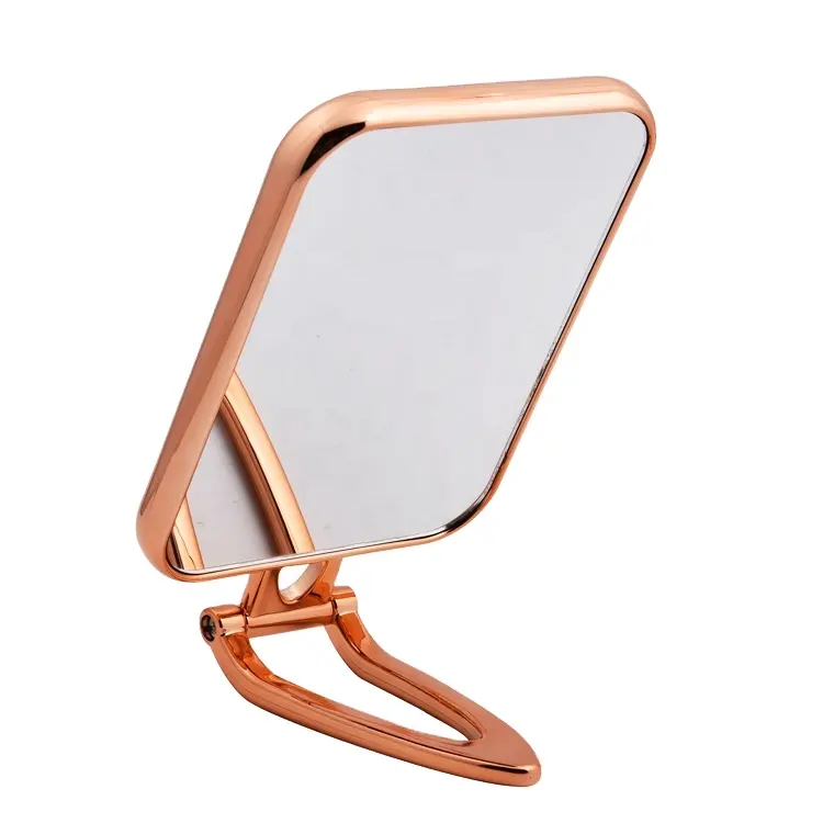 Silver Long Handle Square Large Folding Magnifying Double Side Matel Makeup Pocket Mirror