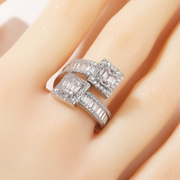 Anillos Baguette de Diseño Nuevo con Circonita Cúbica, Anillo Cuadrado Abierto, Joyería Moderna para Mujer y Hombre