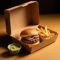 Cajas de Papel Corrugado Biodegradables y Ecológicas para Hamburguesas y Papas Fritas, Personalizadas al por Mayor