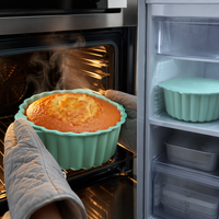 Moule à gâteau en silicone antiadhésif résistant à la chaleur, personnalisé OEM, qualité alimentaire, facile à démouler, flexible, compatible four, micro-ondes et congélateur