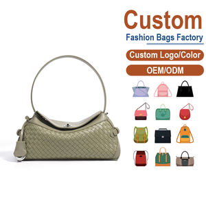 Bolso de Hombro/Axilar de Cuero de Vaca de Primera Capa, Tejido, Verde Oliva, Estilo Retro Premium, Personalización OEM - Product Image 1