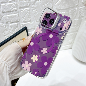 Casing Kamera Berhias Rhinestone Motif Bunga Anti-jatuh Magnetik Keras untuk iPhone 18 Promax 17 Pro Max Anti-kuning Anti-sidik Jari - Product Image 1