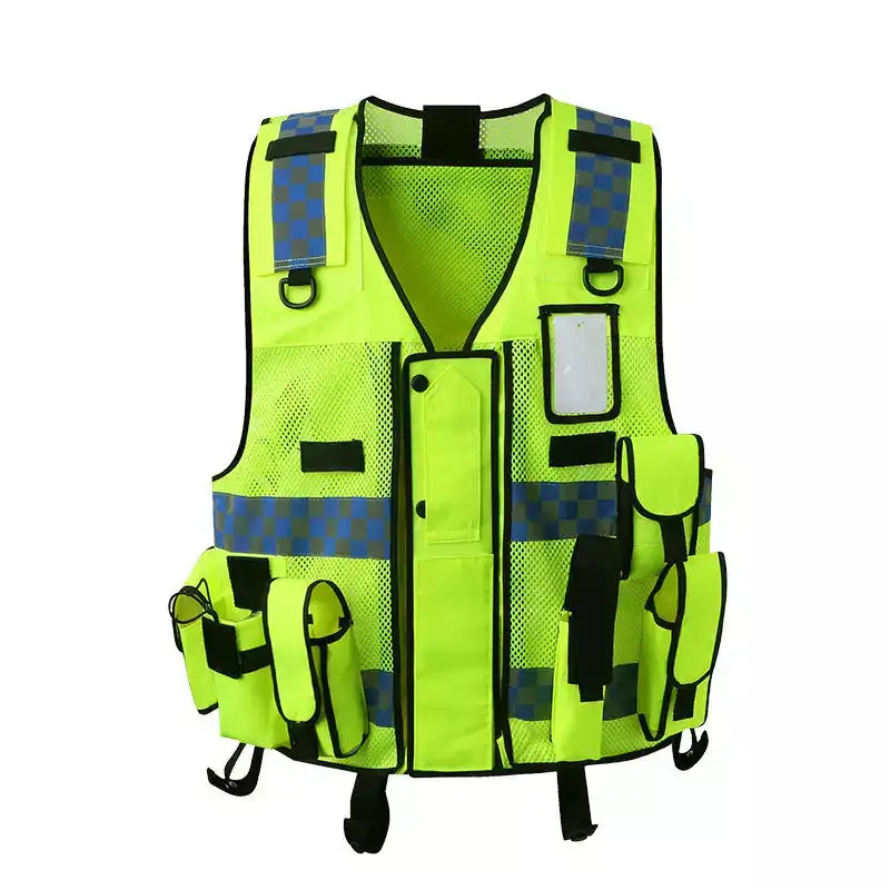 Custom Logo High Quality Men Tactical Security Oxford Fabric Strong Material Jacket Construction Work Hi Vis Reflective Vest