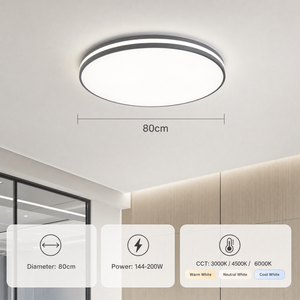 Plafonnier LED rond moderne ultra-plat en acrylique et fer, montage en surface, pour maison, salon, chambre, 200W, tricolore - Product Image 4