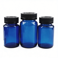 Vente en gros de flacons en verre pharmaceutiques à col large bleus de 75 ml, 100 ml, 120 ml, 150 ml, 200 ml, 250 ml, 300 ml, 400 ml, 500 ml, contenants pour pilules