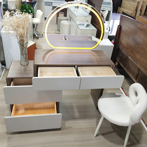 <span class=keywords><strong>Tocador</strong></span> Personalizado de 4 Cajones con Gran Capacidad de Almacenamiento, Fabricado en <span class=keywords><strong>MDF</strong></span>, con Luz LED de 3 Colores y Espejo Desmontable para Dormitorio - Product Image 2