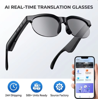 Lunettes de soleil intelligentes sans fil unisexes avec micro et haut-parleurs intégrés, commande tactile, assistant vocal, traduction IA en temps réel, étanches IPX-4