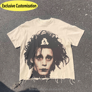 Produttore di T-shirt di Alta Qualità, T-shirt Corta da <span class=keywords><strong>Uomo</strong></span> Personalizzata con Collo Tondo e Manica Corta, Stampa DTG, Effetto Lavaggio Acido, Bordo Grezzo Vintage - Product Image 1