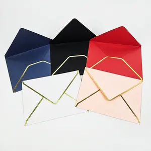 Luxury Champagne Custom LOGO Glitter Pocket Fold Envelope for Wedding Invitation Shiny Gift Packing Gold Foil Printing