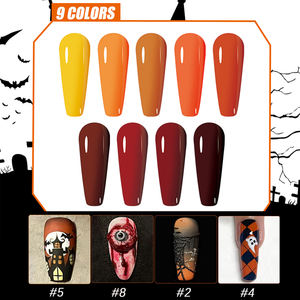 ZRKGEL OEM <span class=keywords><strong>Halloween</strong></span> 15ml 9 flacons Vernis à ongles en gel souple longue durée sans <span class=keywords><strong>Hema</strong></span> Haute pigmentation Échantillon gratuit Ensemble de vernis à ongles en gel UV - Product Image 5