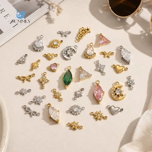 SUMMLY Vente en gros de pendentifs étoile, lune, cœur, nœud, fleur, zircon, plaqués or 18 carats, breloques en acier inoxydable, bijoux faits à la main, mode - Product Image 1