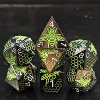 Jeu de dés polyédriques bleu-noir pour D&D, 7 dés métalliques, Dragon, Donjons, Jeu de rôle, Écologique, Fait main, Jeu de société