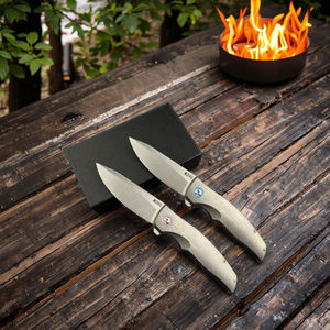 سكين جيب فاخر بشفرة من مسحوق فولاذ M390، أداة EDC راقية بمقبض تيتانيوم مصنع بتقنية CNC، مناسب للاستخدام القتالي والتخييم بنمط Bowie وللأعمال اليدوية DIY - Product Image 2