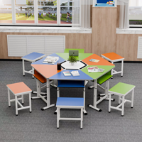 Table et chaise d'étude en bois durables et écologiques GUANGWEI pour salle de classe, avec cadre en acier réglable en hauteur pour les étudiants
