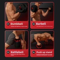 Haltères pour hommes, entraînements à domicile, poids réglables 20 kg/50 kg, ensemble combiné barre de musculation et kettlebell en béton, revêtement en caoutchouc antidérapant