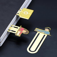 Marcapáginas Metálico Multifuncional con Grabado en Esmalte Personalizado, Diseño de Dibujos Animados Impresos con UV, Ecológico, Dorado Metálico, MOQ Bajo