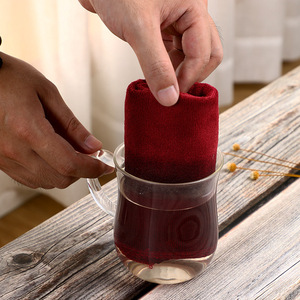 Serviettes de thé carrées brun rougeâtre absorbantes pour table à thé, chiffon de nettoyage domestique, style Zen - Product Image 2