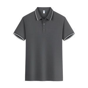 Polo Shirt Solid Color Polyester Contrast Trim Daily Wear Short Sleeve - Product Image 3