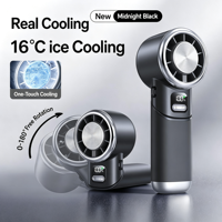 180 °   Pliable 16 ℃   Ventilateur portable rafraîchissant 10H, 5 vitesses, écran LED, idéal pour cadeau, extérieur, voyage, maquillage, camping, sport