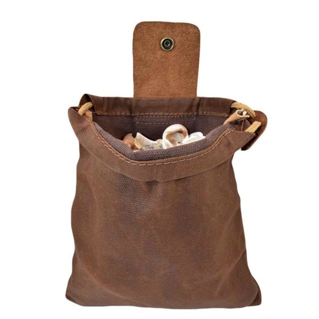 Outdoor Easy Foldable Pouch with Drawstring,Waxed Canvas  (Collapsible)  Storage Foraging Pouch Bag for Hiking,Hunting,Camping