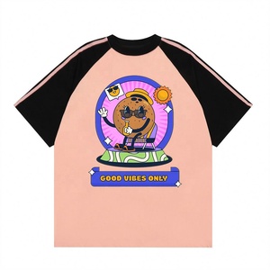 T-shirt unisexe en coton 100% vintage, coupe ample, col rond, manches raglan, impression numérique, lettres, blocs de couleur - Product Image 5