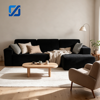 Komprimiertes Dreisitzer-Sofa mit Knopfheftung, Stoffbezug, modernes Wohnzimmermöbel-Set, L-förmiges Schlafsofa-Kombination