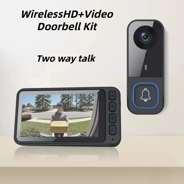 Wireless Video Doorbell Kit 5.4 Inch Monitor Smart Home Intercom System Two Way Talk Night Vision HD Security Door Camera