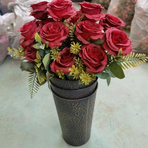 Decorazione di nozze di seta di alta qualità Rose <span class=keywords><strong>Bush</strong></span> 7 teste fiori artificiali mazzo di Rose piccolo Mini Bouquet - Product Image 6
