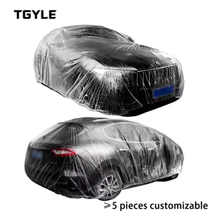 <span class=keywords><strong>Housse</strong></span> de voiture jetable en <span class=keywords><strong>plastique</strong></span> transparent pour Abarth 500 (2010-2016) Design sportif Imperméable avec bande élastique - Product Image 1
