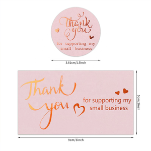 Etiqueta Autoadhesiva con Lámina Dorada, Tarjeta de Agradecimiento, Decoración de Regalo Rosa, Inserto para Ramo de Flores, Impermeable, Personalizado, Blanco - Product Image 2