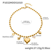 Collier en acier inoxydable avec pendentif cœur et breloques zircon pour femme – Bijou élégant pour fête, mariage, anniversaire – Vente en gros