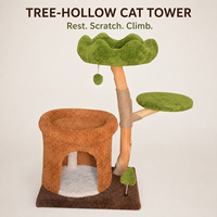 Arbre à chat multifonction Kinghon Wood avec maison intégrée, poteaux en sisal, bois naturel, design luxueux, pour chats de grande taille