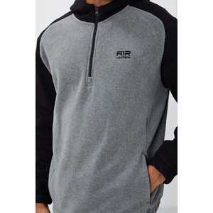 Sweat à capuche pour homme en molleton gris rubis mélangé, coupe standard, manches raglan, anti-boulochage 88300 - Product Image 4