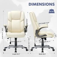 Chaise de bureau administrative en cuir PU blanc à dossier haut, chaise de bureau ergonomique pour ordinateur à domicile avec angle d'inclinaison réglable