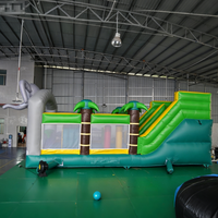Château gonflable animalier Éléphant Jungle Zoo avec toboggan, combo gonflable pour enfants, jeu d'extérieur, location, divertissement