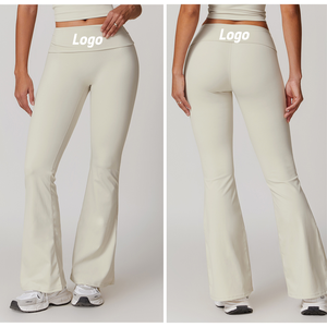 Pantalon de yoga bootcut taille haute pour femme Leggings d'entraînement extensibles à jambe évasée Bas de vêtements de sport solides Collants taille moyenne - Product Image 2