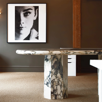 Pierre naturelle Marque privée Table basse moderne Meubles de salle à manger Design Antique Luxe Calacatta Viola Table à manger en marbre