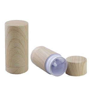 Fancy 1oz 30ml 50ml 75ml round wooden color plastic roll on deodorant stick bottles for men solid perfume cream (NRB43)