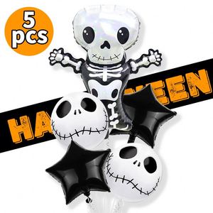 Happy Theme Party <b>Decoration</b> Halloween Foil Black Cat Zombie Head Shape 5Pcs/Set <b>Balloon</b> - Product Image 2