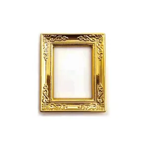 Photo Miniature pour maison de poupée, cadres photo rectangulaires en or, 1:12, accessoires de décoration, OM032C
